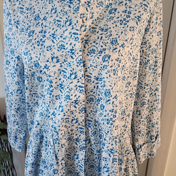 Tuckernuck Royal Shirt Dress Bluebell Floral 3/4 Sleeves L - Picture 3 of 8